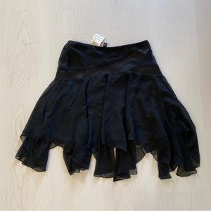 Bebe Black Silk  Wrap Waist Teardrop Skirt